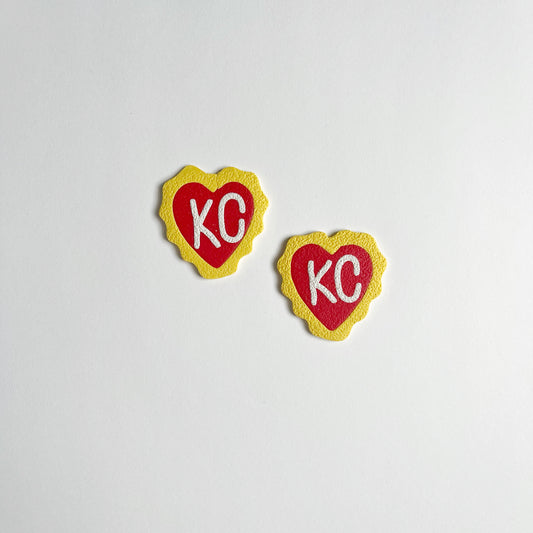 Heart KC Stud — Red + Yellow